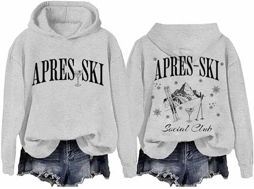 MKUJFNU Apres Ski Club Sweatshirt, Funny Apres Ski Sweatshirt Club Sport Hoodie For Women Men Grey | Amazon (US)
