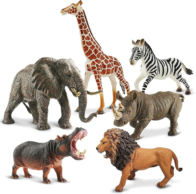 6PCS Safari Animal Figure Toys for Kids 3-5 Realistic Plastic Jungle Animal Figurines African Wil... | Amazon (US)