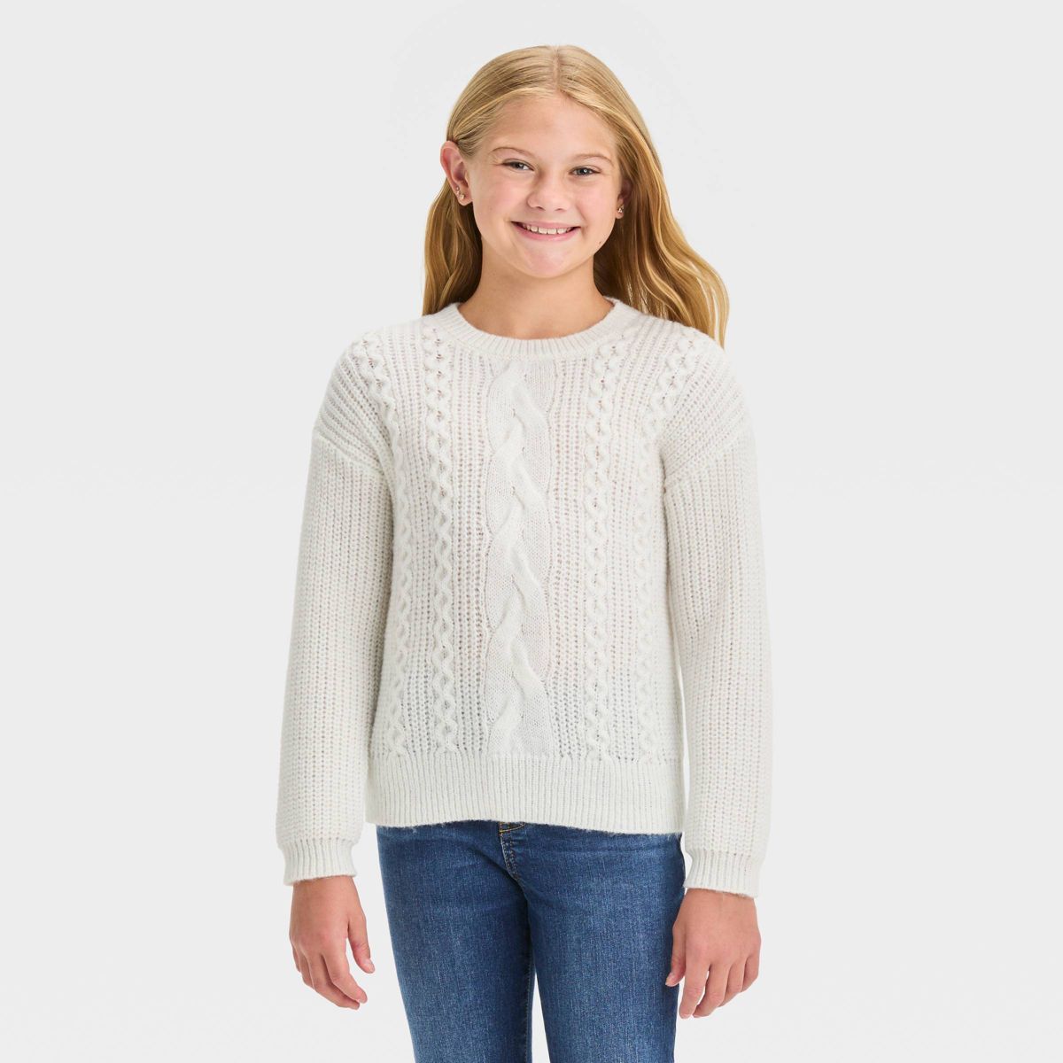 Girls' Cable Knit Pullover Sweater - Cat & Jack™ | Target