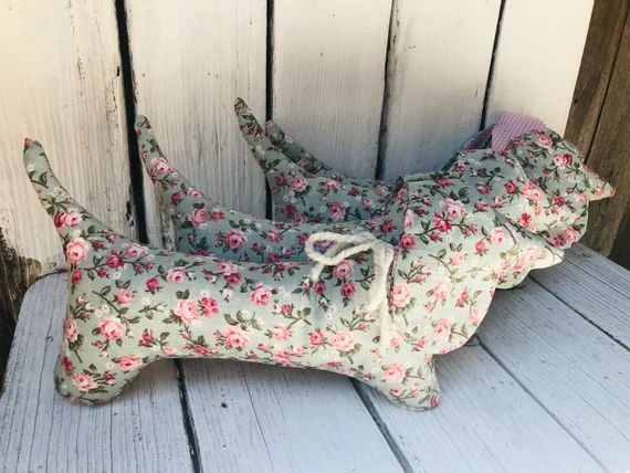 Dachshund Stuffy. Floral Wiener Dog Pillow. Pink and Green | Etsy | Etsy (US)