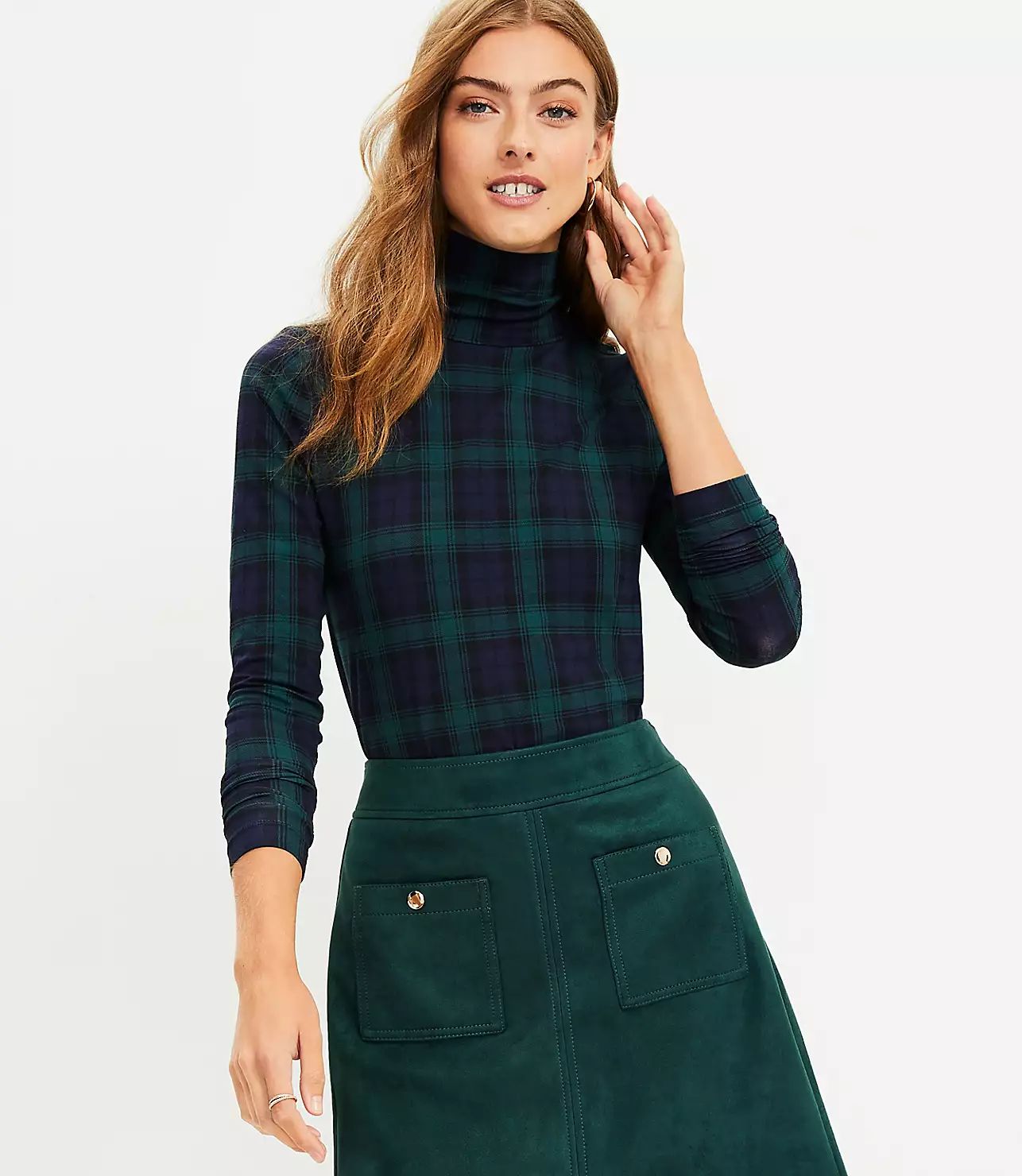 Plaid Long Sleeve Turtleneck | LOFT