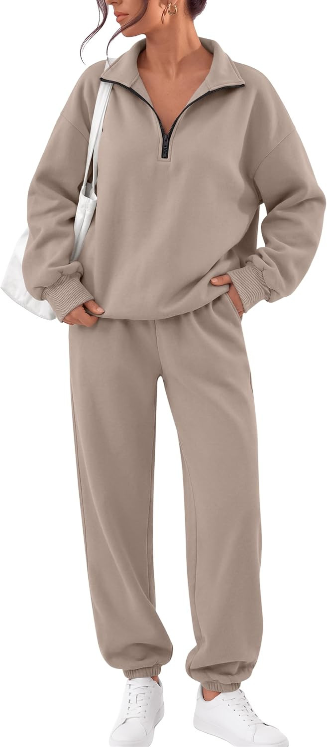Trendy Queen Womens 2 Piece Zip Up Sweatsuits Fall Lounge Set | Amazon (US)