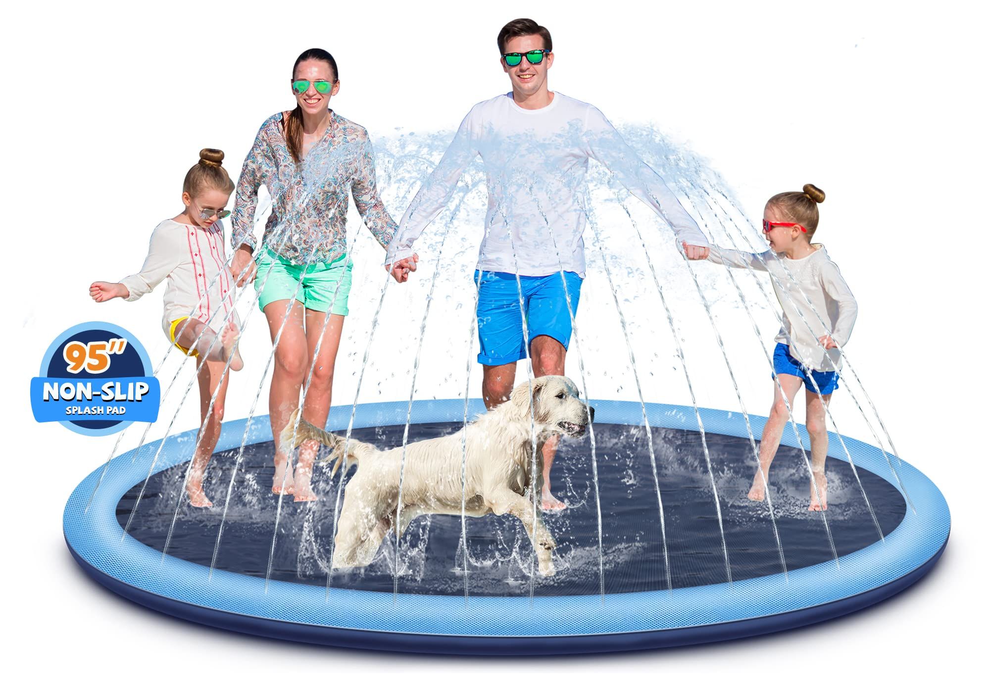 Splash Pad for Kids and Dogs, 95" Extra Large Splash Pad for Toddlers 1-3 and Kids Ages 4-8, Non ... | Amazon (US)