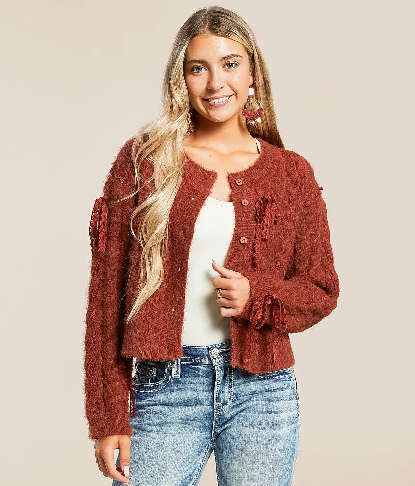 Eyelash Lace Cardigan Sweater | Buckle