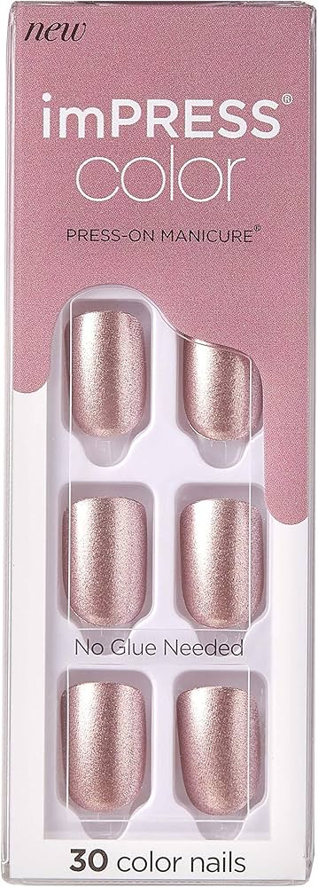 KISS imPRESS Color Press-On Nails, Nail Kit, PureFit Technology, Short Length, “Paralyzed Pink... | Amazon (US)