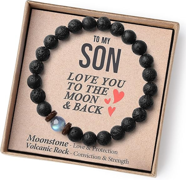 Christmas Gifts for Boys/Men-Love/Strength-Natural Gemstone Bracelet for Son Grandson Dad Boyfrie... | Amazon (US)