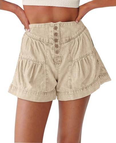 Cicy Bell Womens Summer Flowy Jean Shorts Button Up High Waisted Wide Leg Denim Skort with Pockets | Amazon (US)