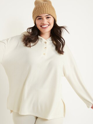 Cozy Oversized Rib-Knit Tunic Hoodie for Women | Old Navy (US)