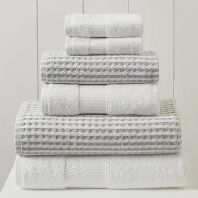 Modern Threads Drucilla 6-Piece 100% Combed Cotton Yarn Dyed Cobblestone Jacquard Towel Set | Wayfair North America