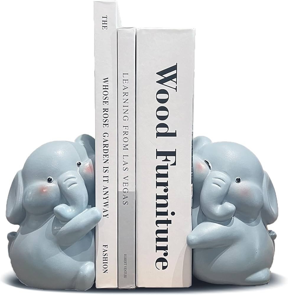 Cute Elephant Bookends Decoration, Book Ends for Heavy Books,Book Holders for Shelves in Kids Roo... | Amazon (US)