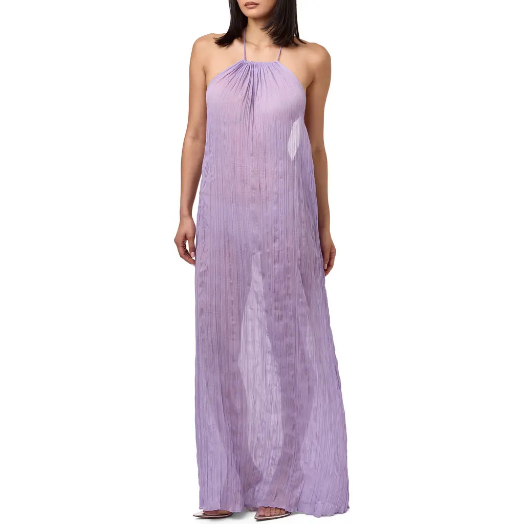 Naked Wardrobe Open Back Plissé Maxi Sundress in Lavender at Nordstrom Rack, Size X-Large | Nordstrom Rack