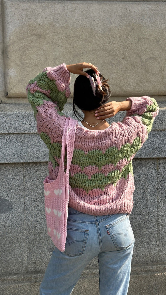Strawberry Matcha Hugs and Kisses Cardigan | Kiwi and Co