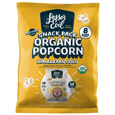 LesserEvil Organic Popcorn Multipack Snacks Himalayan Gold - 3.68oz/8pk | Target