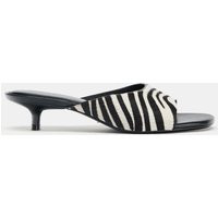 Zara - Animal Print Leather Kitten Mules - Women - Zebra - Women | Zara US
