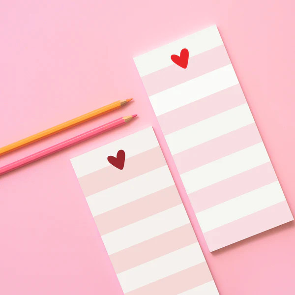 Striped Heart Tall & Skinny Notepad | Joy Creative Shop