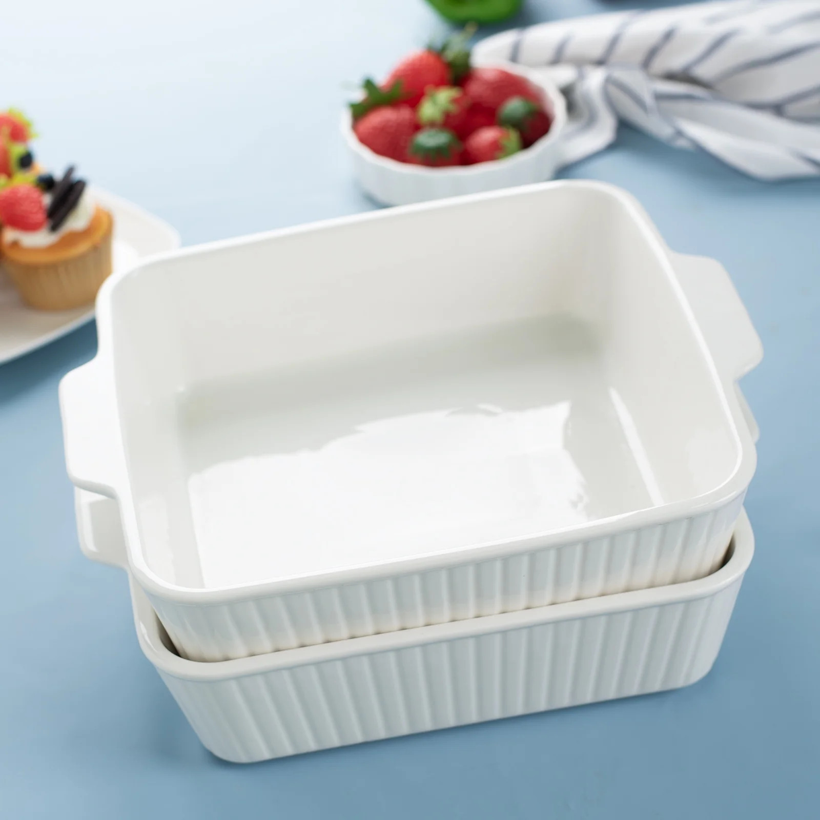 Cikiciki 10in Ceramic Casserole Baking Dish with Handles, Microwave Safe, Dishwasher Safe (2 pack... | Walmart (US)