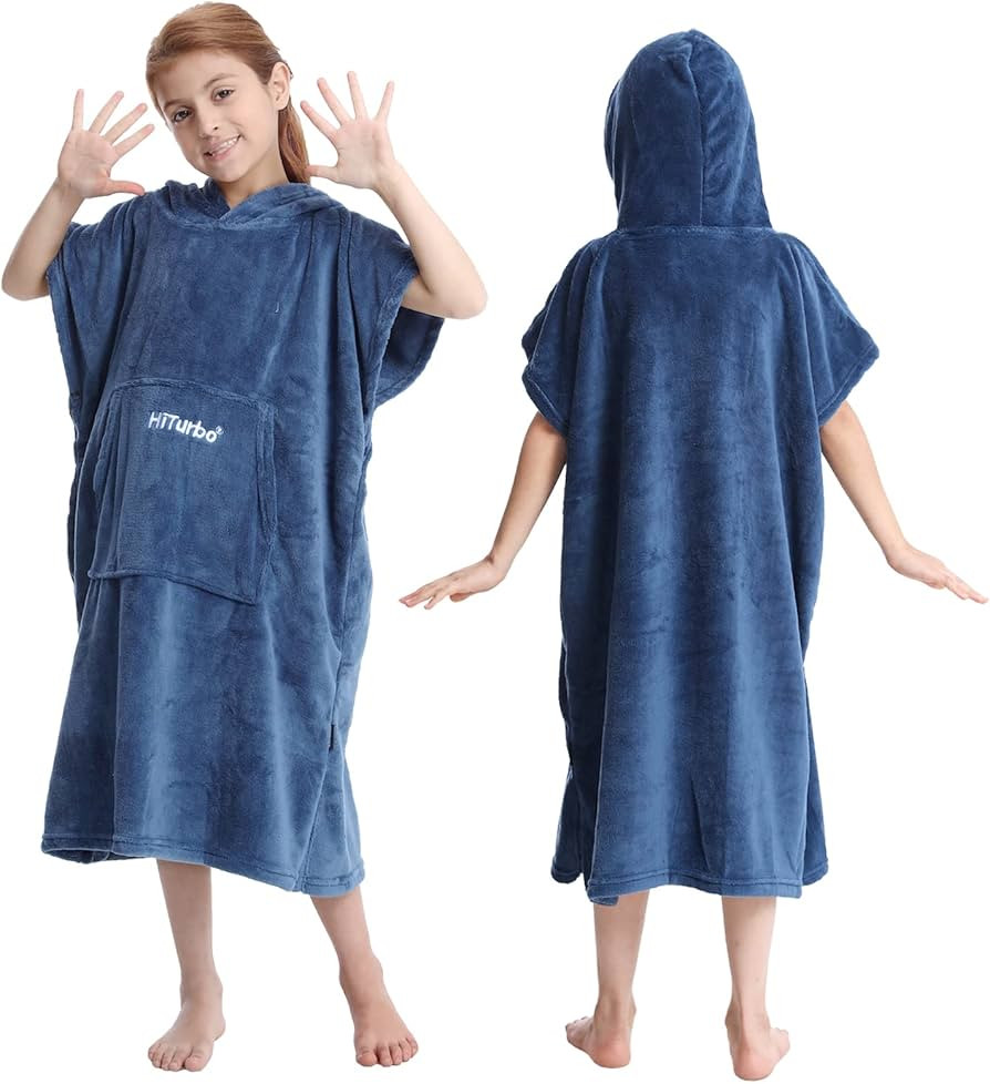 Hiturbo Kids Towel Changing Robe: Soft Plush Bath Towels - Warm Coral Fleece Hoodie - Swim Surf P... | Amazon (US)