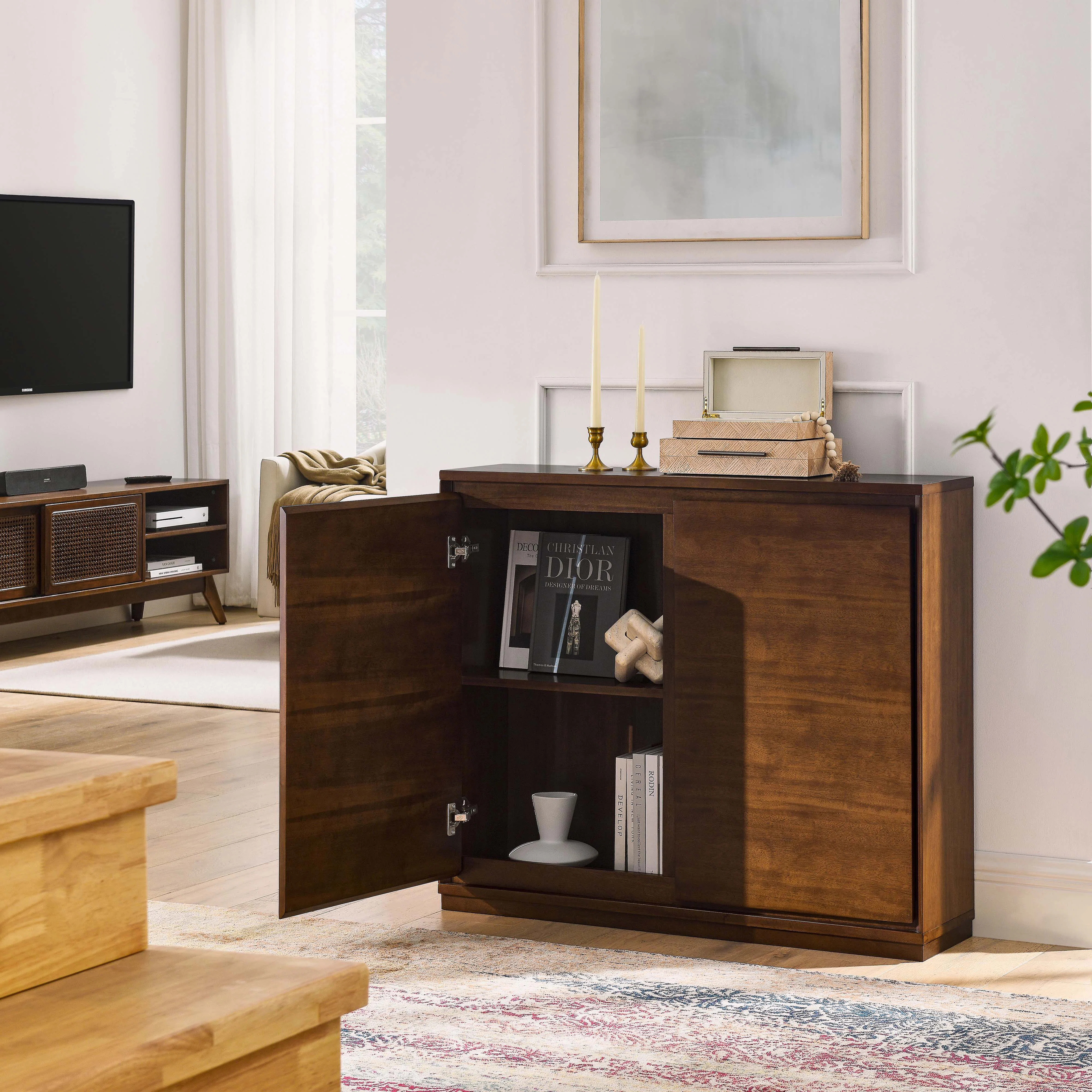Millwood Pines Sideboard, Buffet Cabinet With 2 Outlet Holes | Wayfair | Wayfair North America