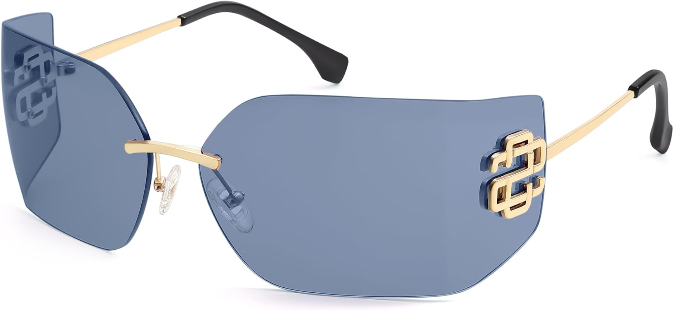 SOJOS Rimless Wrap Around Frame Sunglasses Women Men Frameless Design Shield Rectangular Sunnies ... | Amazon (US)