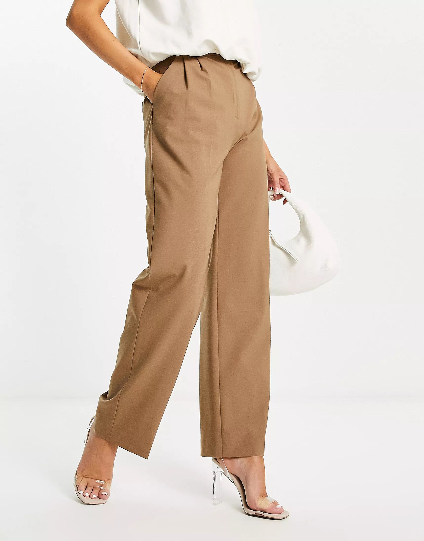 & Other Stories crease front tailored trousers in brown | ASOS (Global)