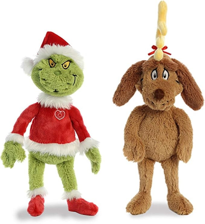 Aurora World Plush Bundle of 2, 18" Grinch Santa, & 18" Max with Antler, Multicolor | Amazon (US)