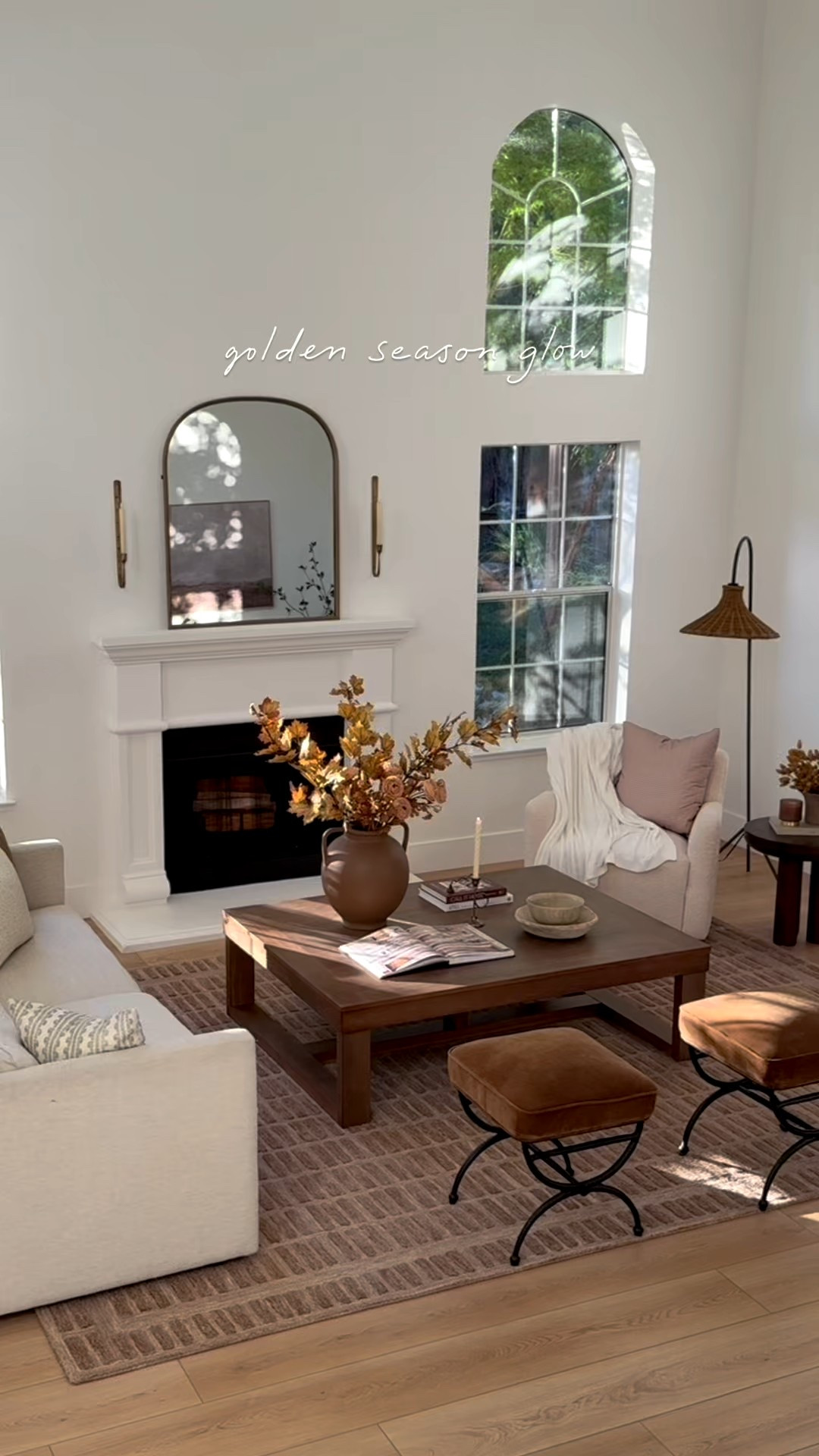 Golden season in the living room. The natural light warms up the space and makes it feel inviting. Keeping it simple with cozy details you can live in. 
Fall home decor, fall stems, console table decor, coffee table styling, entryway and living room decor  

#LTKHome #LTKSeasonal #LTKStyleTip
