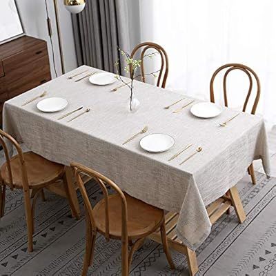 maxmill Flaxy Faux Linen Tablecloth with 2-Tone Slubby Yarn Textured Weaves Wrinkle Resistant Ant... | Amazon (US)
