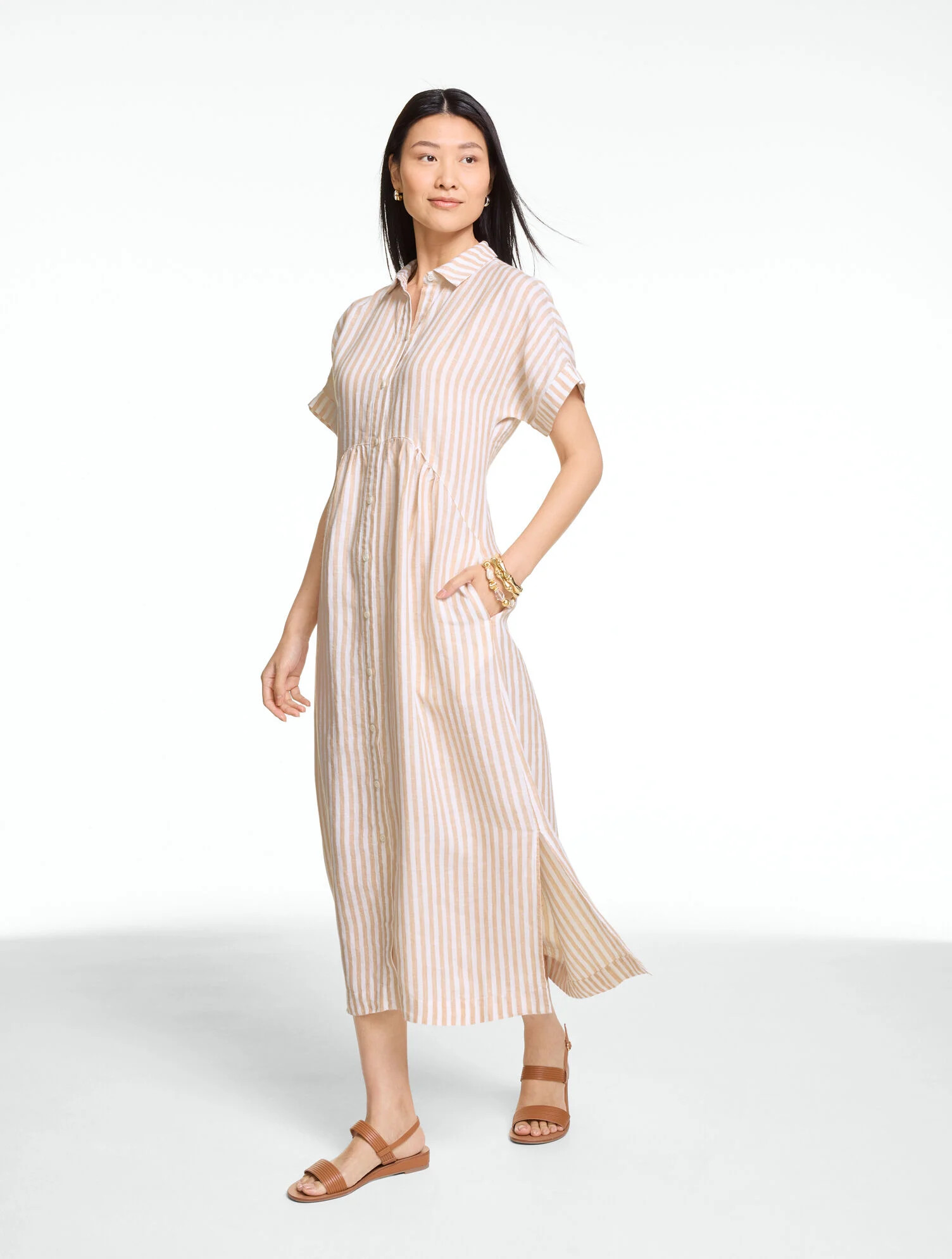 Linen Shirtdress - Sailboat Stripe | Talbots