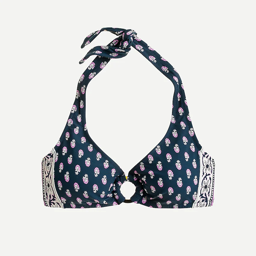 Ring halter bikini top in best buds | J. Crew US