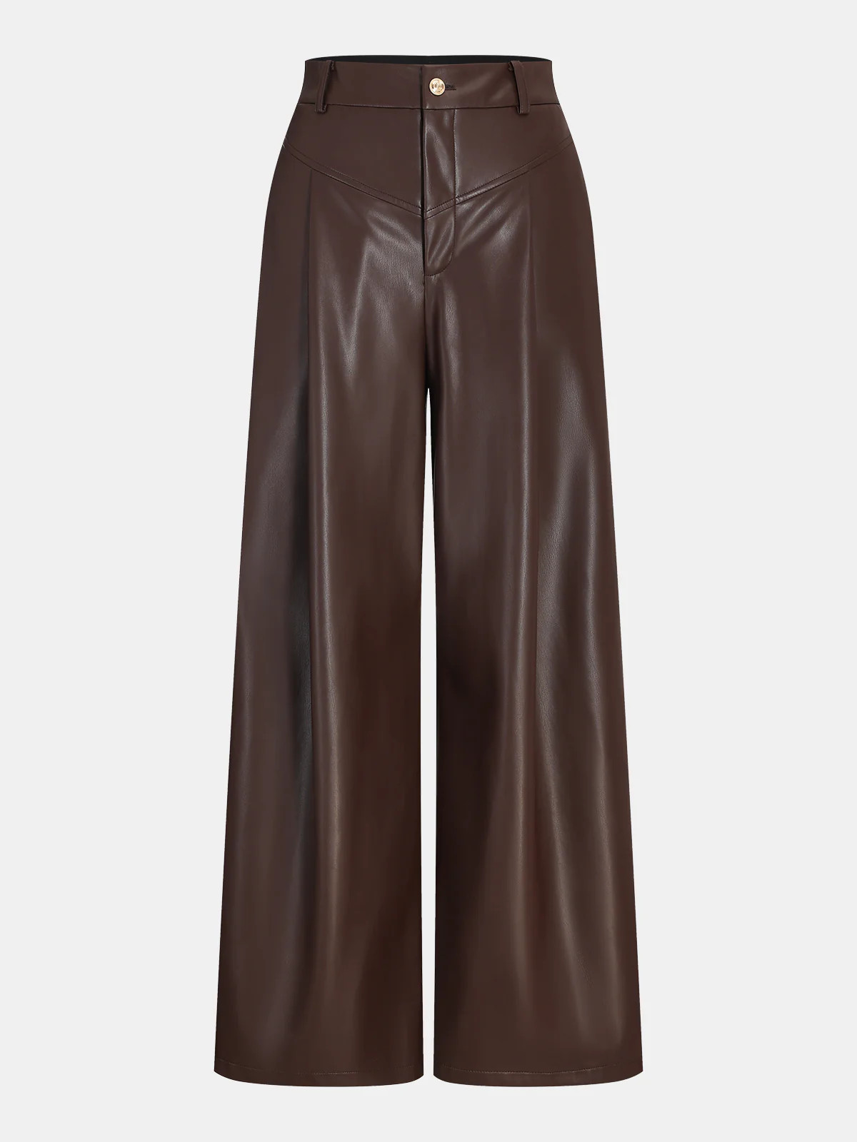 Faux Leather Wide-Leg Pants | Commense