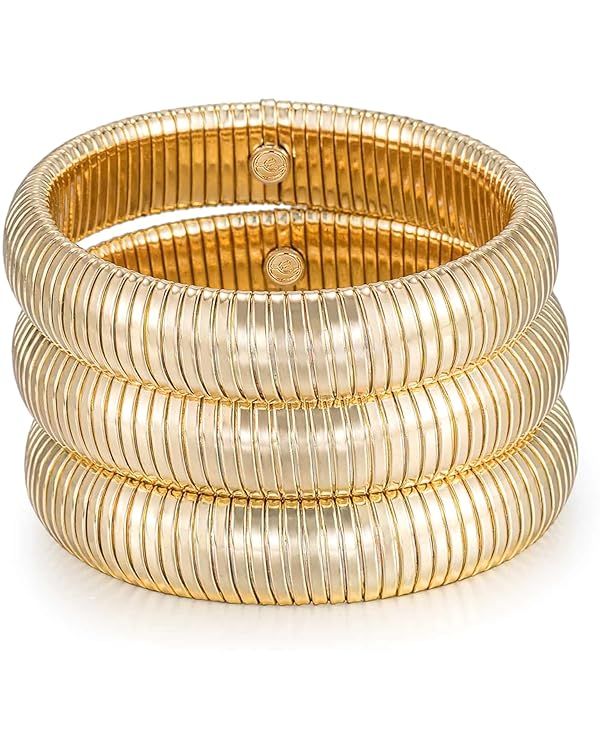 Ettika Bangle. Bracelets Set for Women, Womens Bracelet. Flex Snake Chain Stretch Gold Tone Or Rh... | Amazon (US)