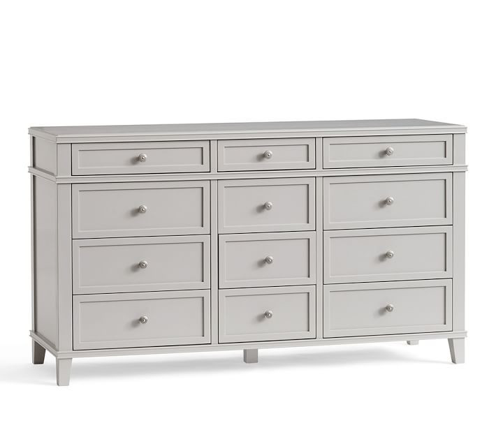 Clara 12-Drawer Wide Dresser, Gray | Pottery Barn (US)