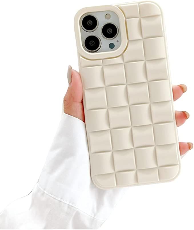 LEMONCOVER for iPhone Case Cute 3D Weave Grid Lattice Print Design Soft TPU Silicone Camera Scree... | Amazon (US)