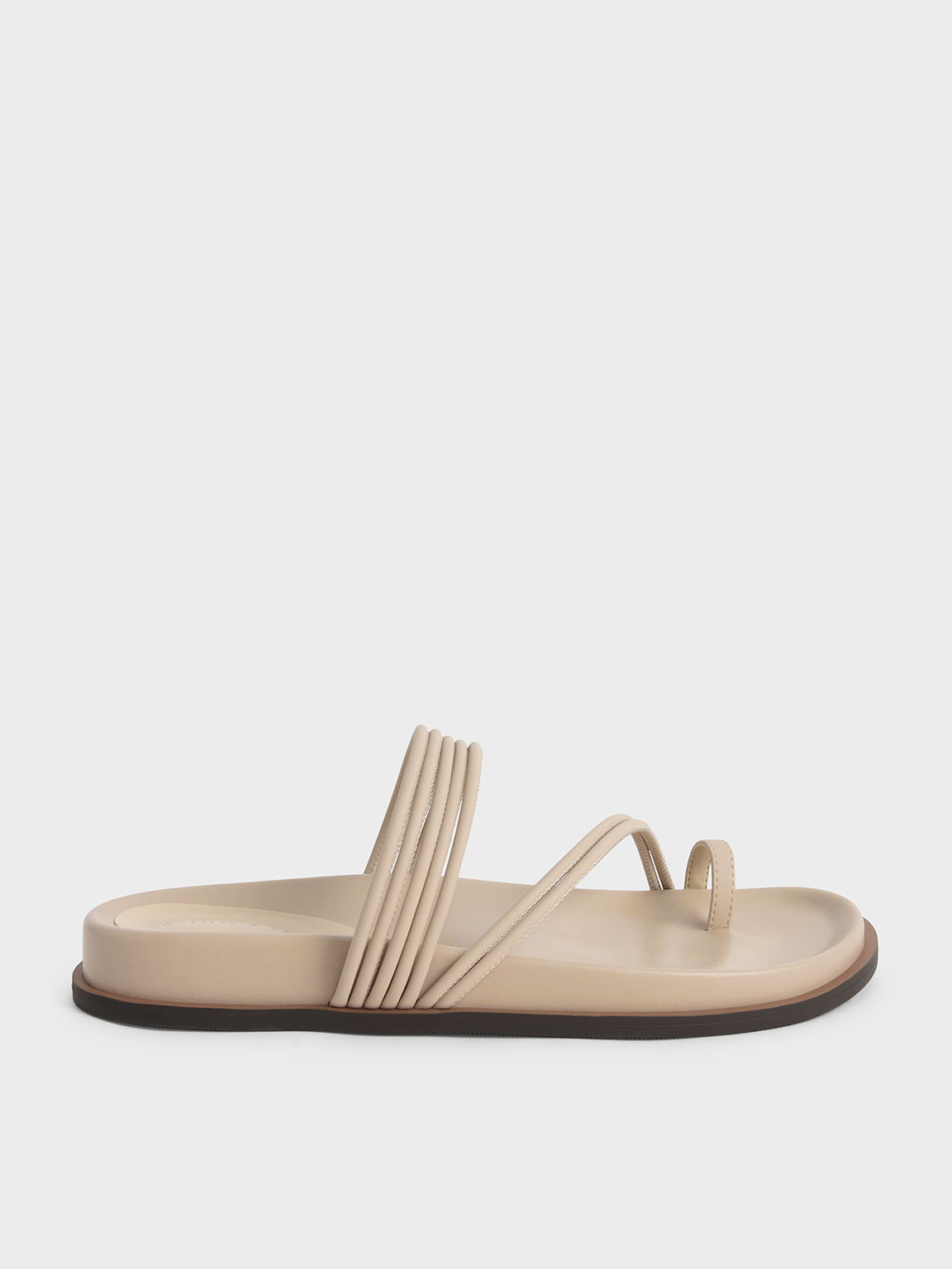 Toe Loop Strappy Flat Sandals | Charles & Keith US