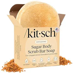 Kitsch Exfoliating Sugar Body Scrub Bar Soap – Polishing Soap Bar with Granules, Walnut Shell &... | Amazon (US)