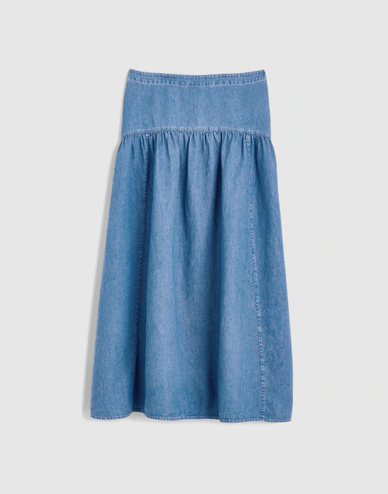 Drop-Waist Maxi Skirt in Cotton-Linen Denim | Madewell