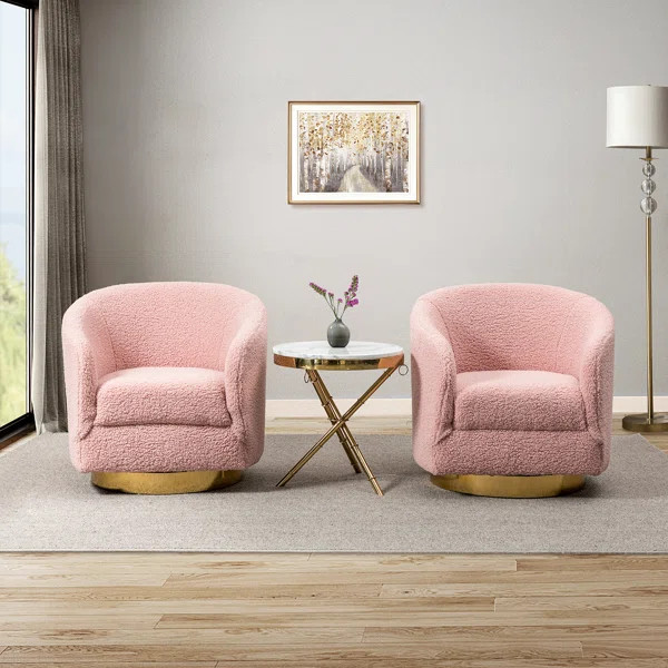 Denoila Upholstered Swivel Barrel Chair (Set of 2) | Wayfair North America