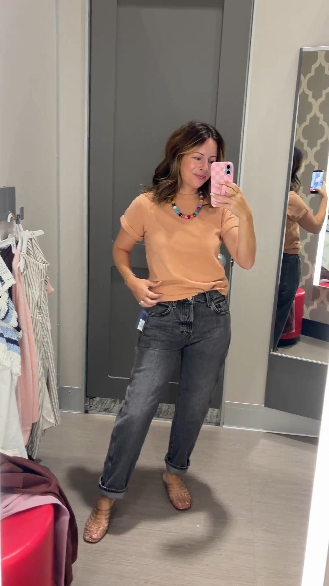 The easiest fall outfit formula 🤎🍂 A basic tee + relaxed denim + cute flats = comfy but still put together. Perfect for those days when you want to look cute without trying too hard 😂

Wearing size S & 2 in bottoms!

#LTKgrwm #LTKootd #LTKmomlife