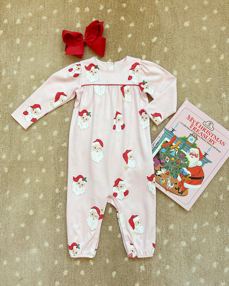 Long Sleeve Penny's Playsuit - Dear Santa (Palm Beach Pink) with Richm | The Beaufort Bonnet Company
