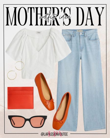 Step into Mother's Day with casual elegance: Opt for wide-leg crop jeans paired with a chic v-neck crop top. Accessorize with medium hoop earrings, stylish sunglasses, a sleek leather card case, and classic ballet flats. Effortlessly chic, this ensemble celebrates both comfort and style for the special day.

#LTKSeasonal #LTKstyletip #LTKxMadewell