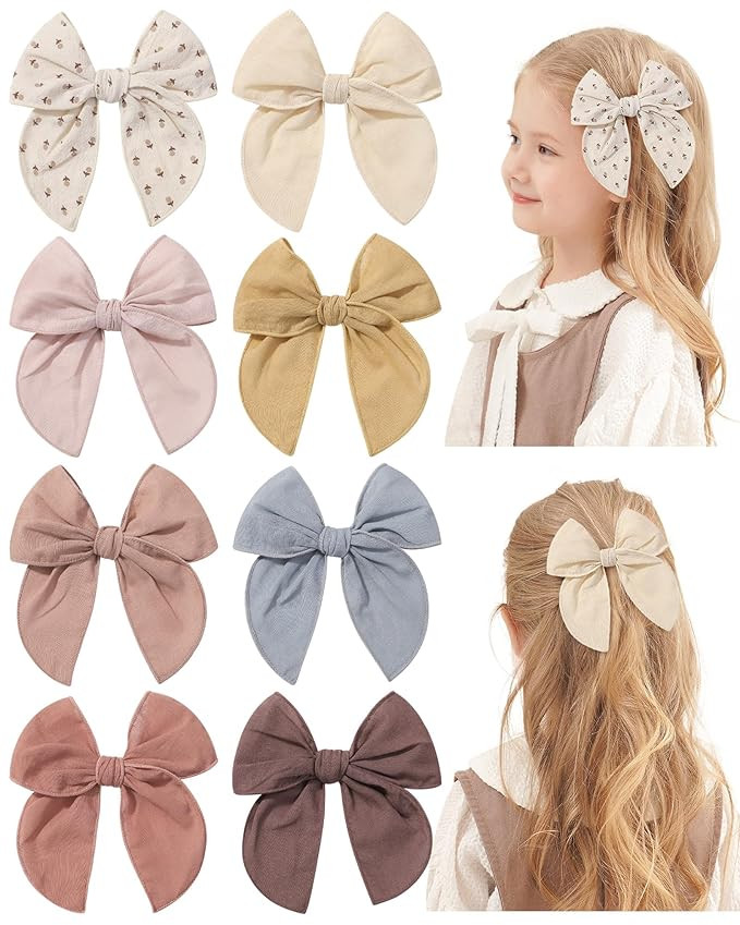 Doboi 8PCS Baby Girls Hair Clips Fable Hair Bows Cotton Linen Bows for Girls Hair Accessories for... | Amazon (US)