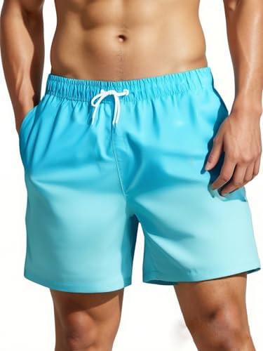 MADHERO Mens Swim Trunks Short Bathing Suit with Mesh Lining Swimming Shorts Blue Size M | Amazon (US)