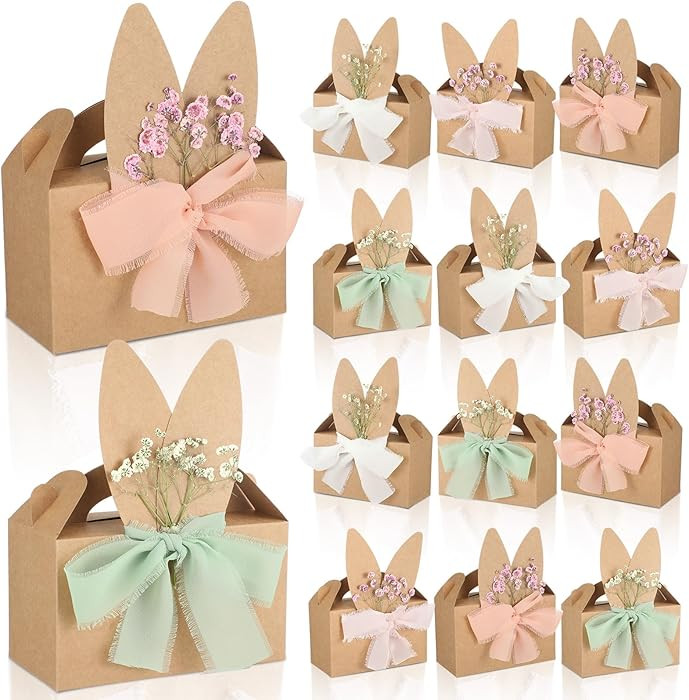 Harloon 24 Set Easter Treat Boxes Pastel DIY Easter Bunny Gift Boxes Basket for Candy Cookies Goo... | Amazon (US)