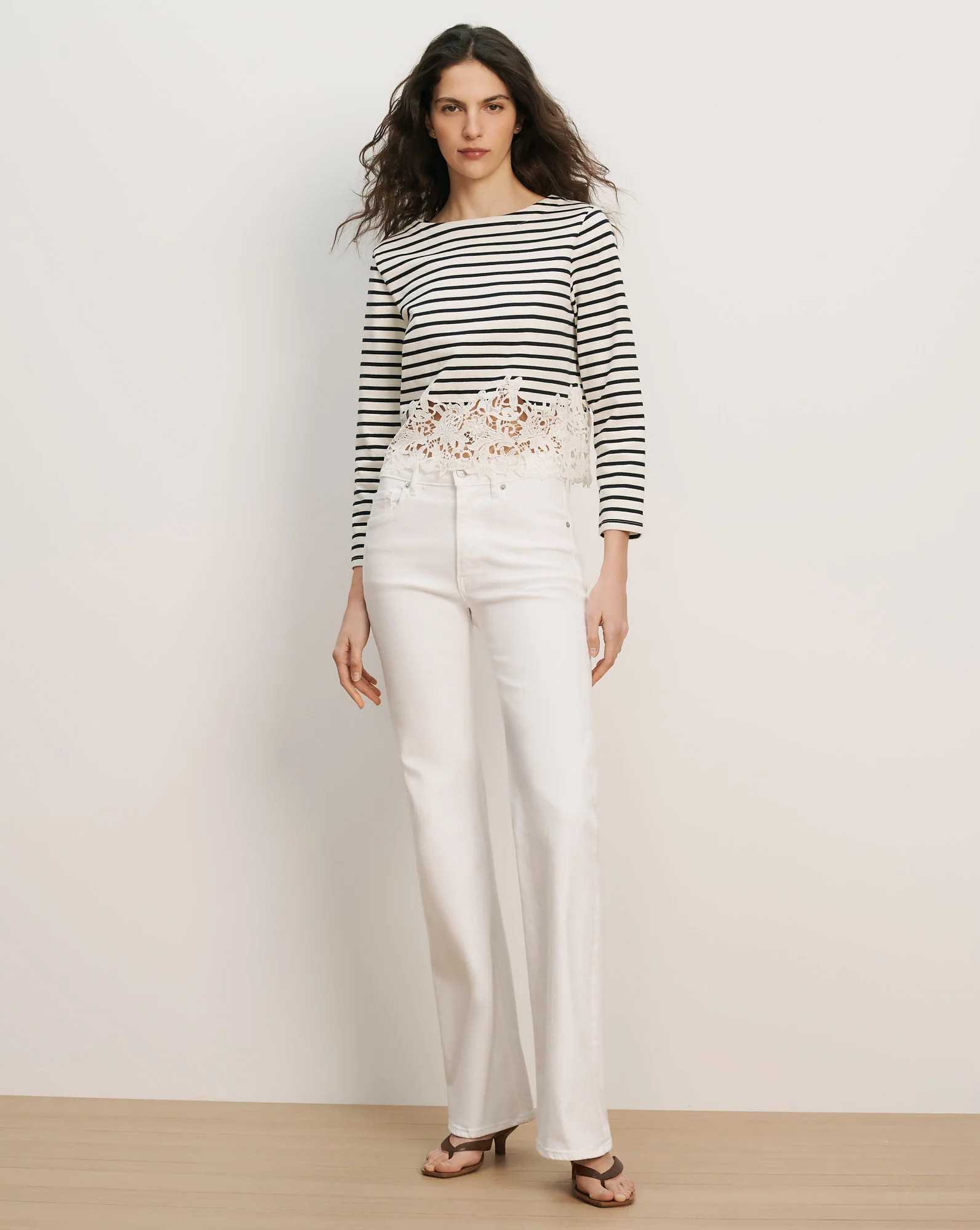 Crosbie Slim Wide-Leg Jean in White | Veronica Beard | Veronica Beard