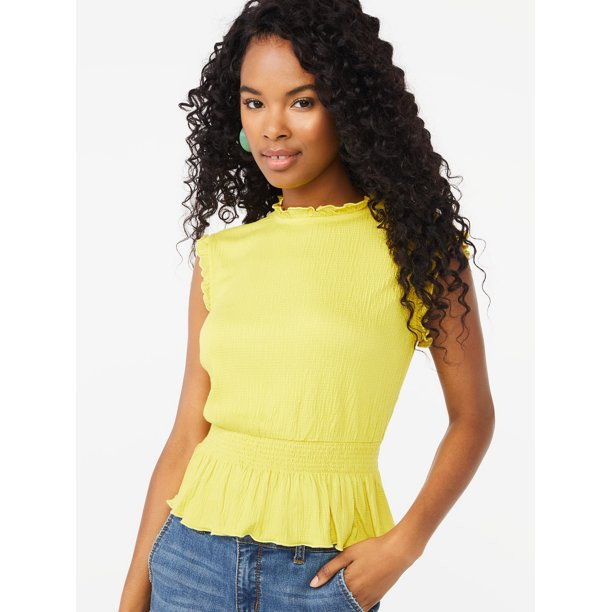 Scoop Women's Smocked Crop Top - Walmart.com | Walmart (US)