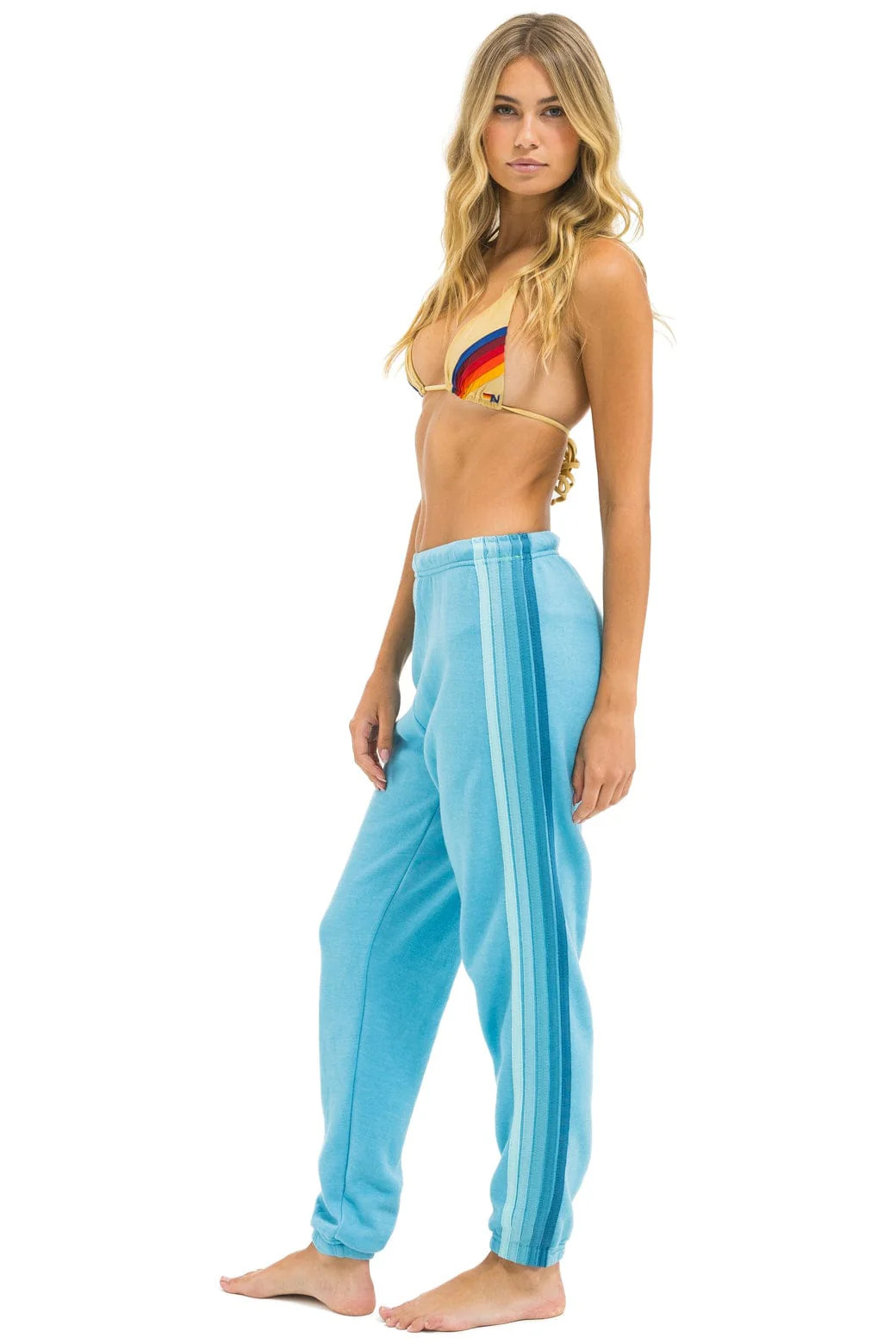5 STRIPE SWEATPANTS - AQUA // AQUA | Aviator Nation