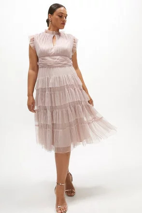 Curve Tulle Tiered Frill Sleeve Dress | Coast (UK)