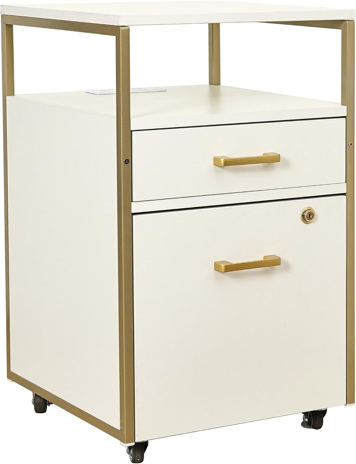 Techni Mobili 2‑Drawer Rolling File Cabinet with Lock, USB & Power Outlet | Modern 2‑drawer r... | Amazon (US)