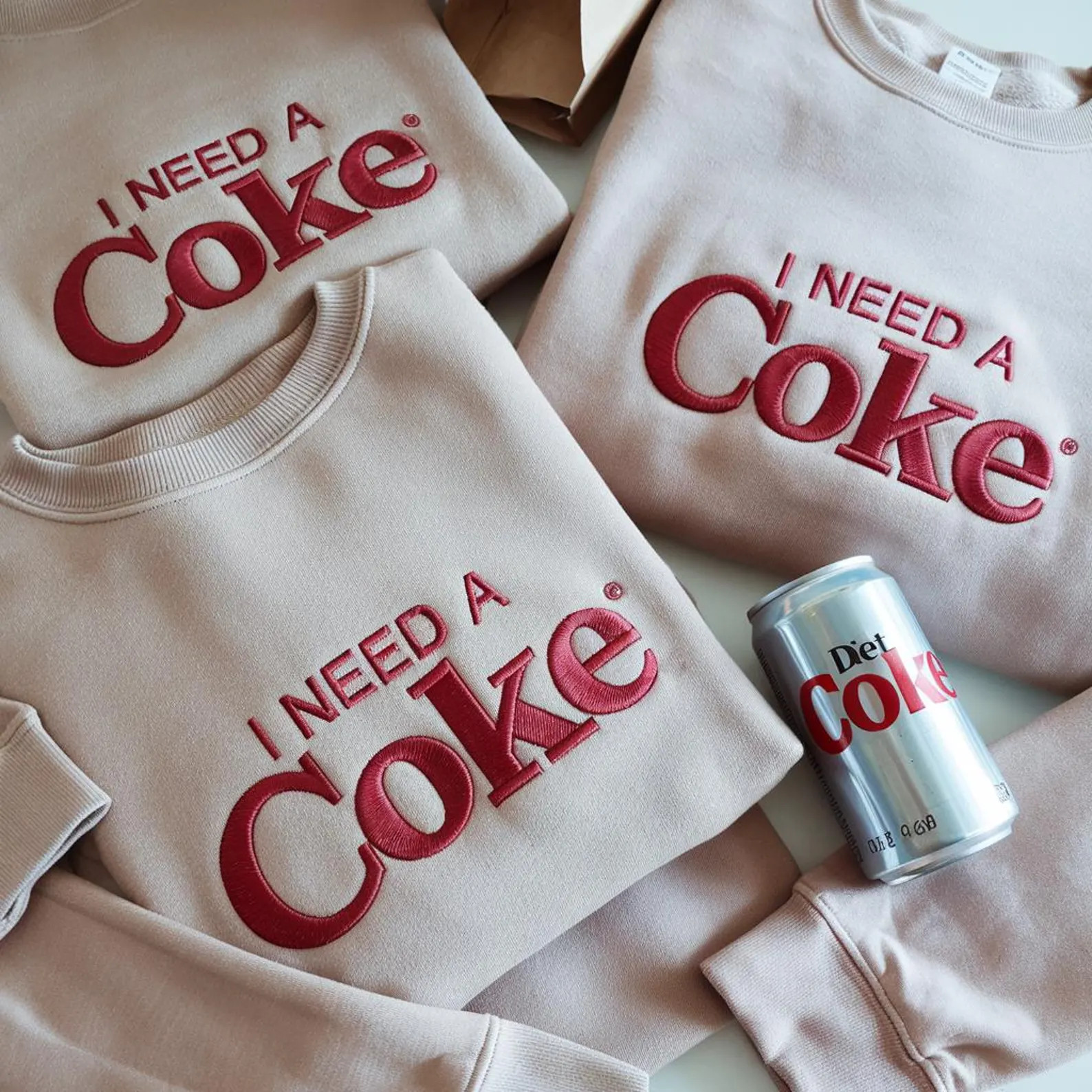 Embroidered "i NEED A Coke" Sweatshirt, Trendy Soda Crewneck - Etsy | Etsy (Global)