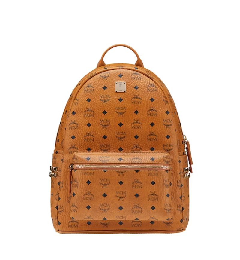 MCM Stark Backpack Visetos Side Studs Medium Cognac | StockX